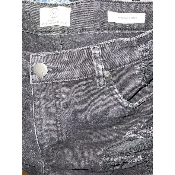 COTTON On 91 Mid Saturday Denim Shorts Distressed Size 8 EUC Black G - Picture 5 of 7
